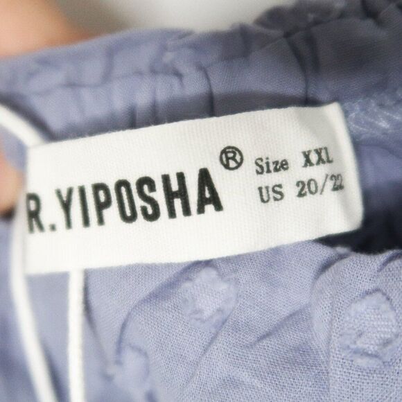 R.YIposha Womens Maxi Dress XXL 20/22 Blue Cottagecore Ruffled Peasantcore - Picture 3 of 5